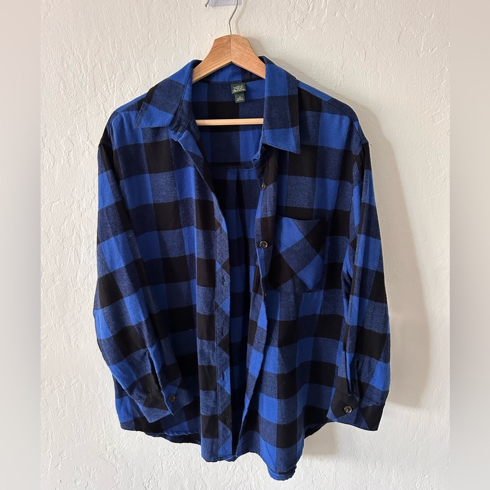 Wild Fable Blue Women’s Long-Sleeve Oversized Flannel Shirt